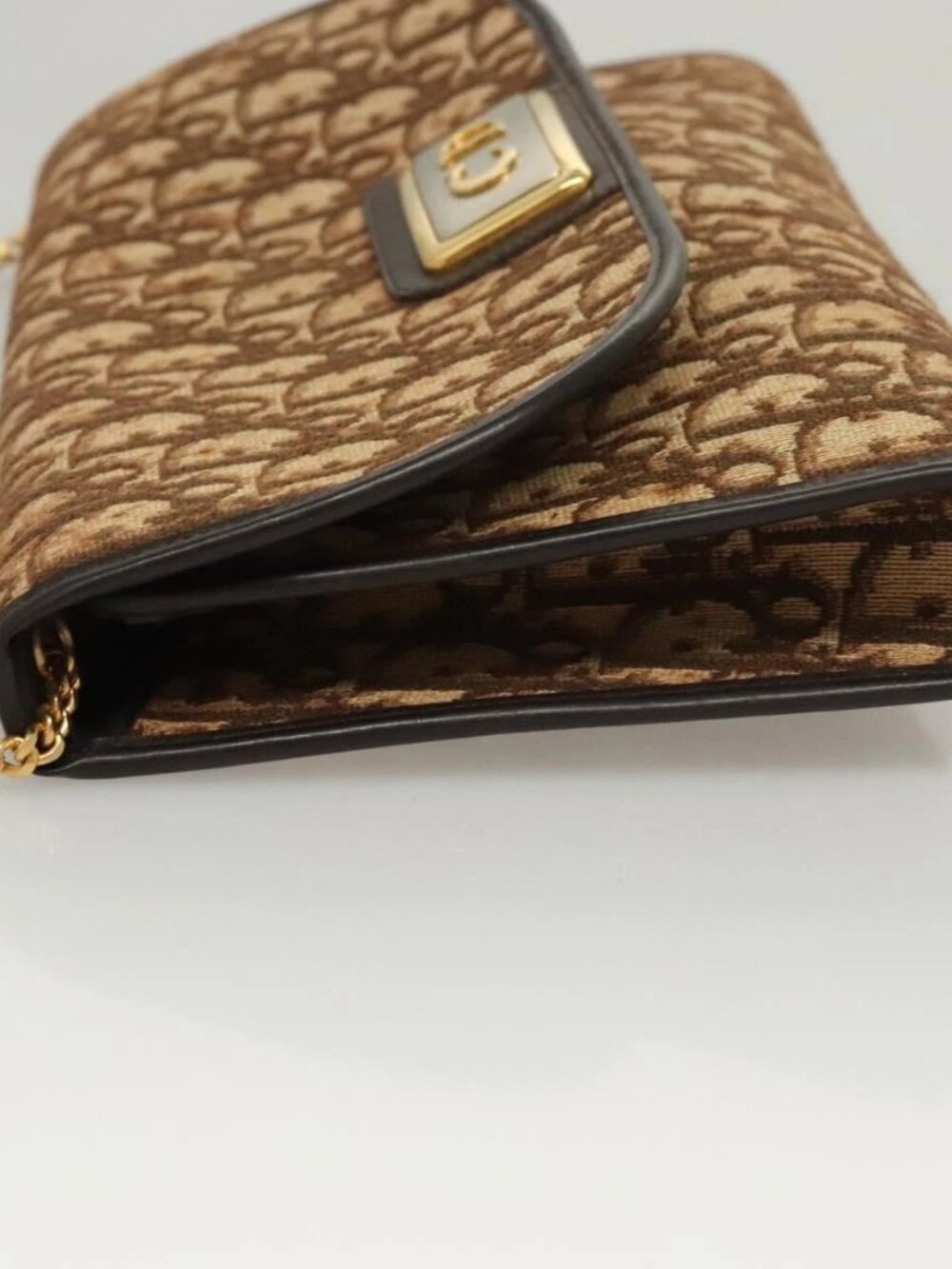 Christian Dior Trotter Canvas Chain Shoulder Bag Brown Gold Auth 117785 - Picture 5 of 15